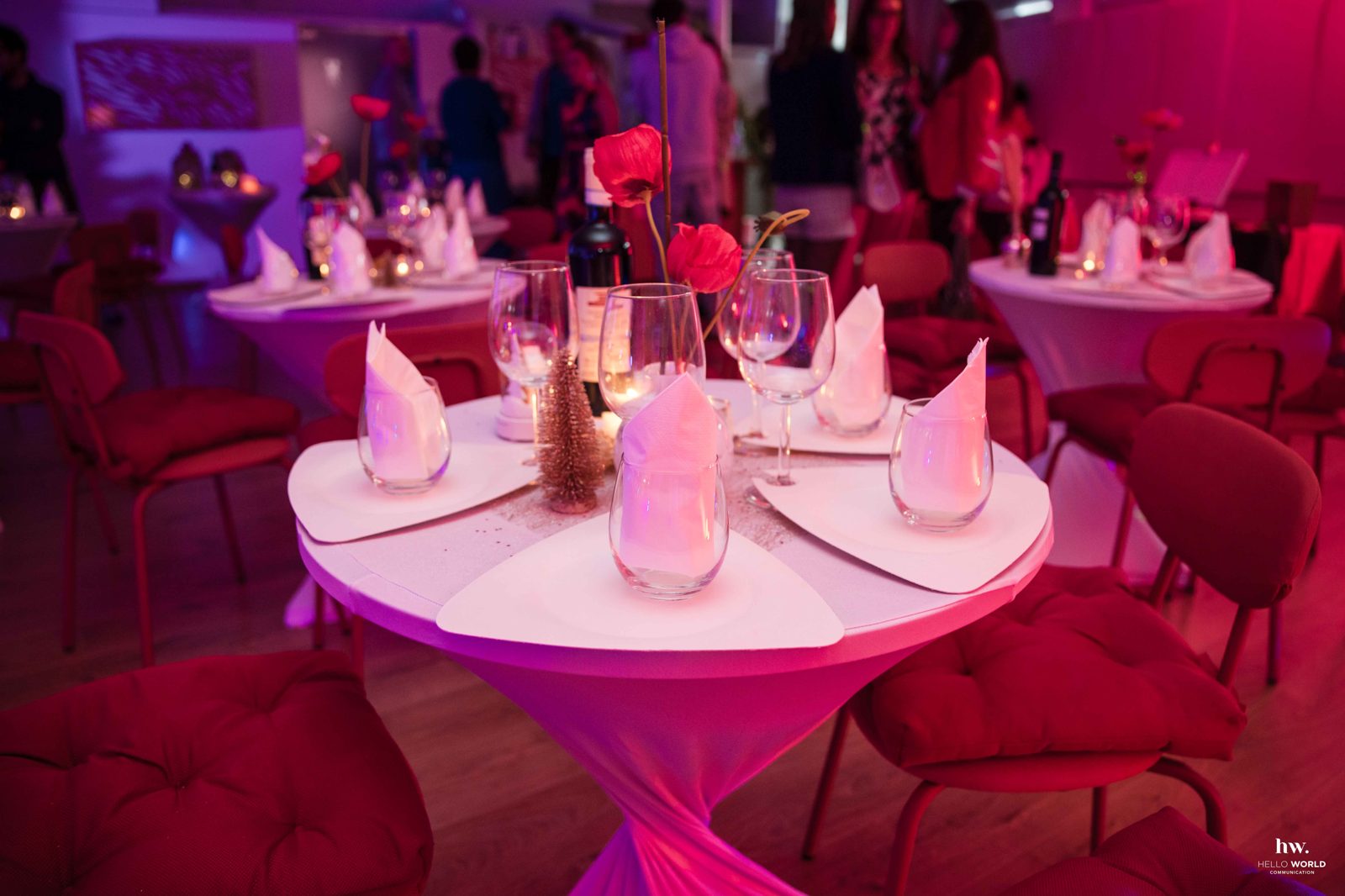 La salle du Studio Flow décorée pour une soirée privée